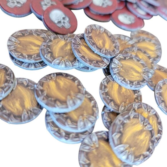 Heroes Game Tokens Round Cardboard Replacement Pieces Parts Gem Skull Role Play - Picture 2 of 3